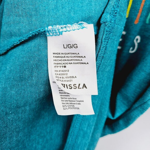 Vissla Everyday Heather Graphic Tee L Palm Tree Vibes Teal Tropical Short Sleeve - Picture 6 of 9